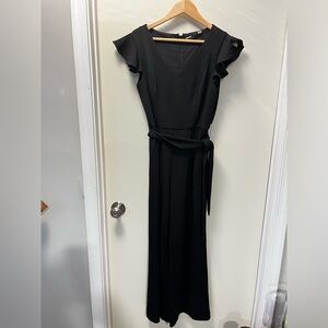 Tahari Women’s Short-Sleeve Ruffle Front Tie Waist Jumpsuit Romper SIZE 4